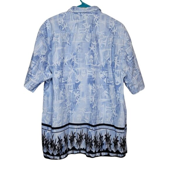 Retreat Blue Hawaiian Shirt Pall Trees Mens Size 17 XL Black Button Down Collar - Picture 2 of 9